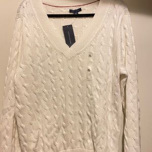 Tommy Hilfiger White V Neck Sweater